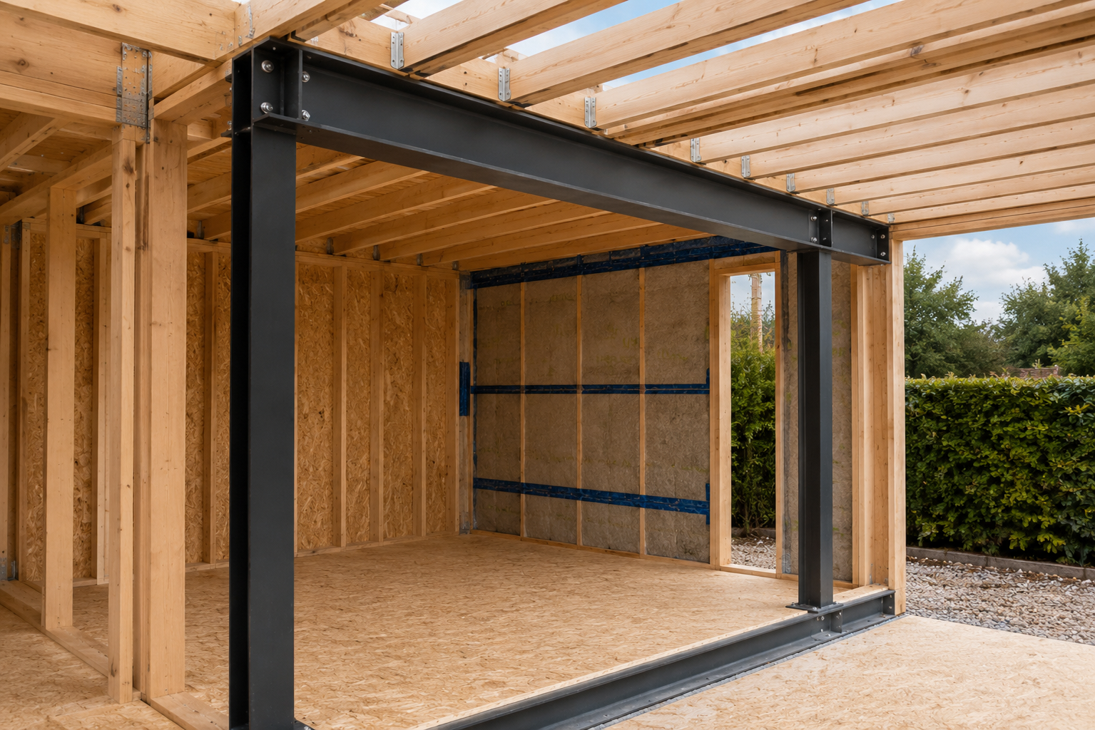 Grandform garden room project with large glazing and timber-style exterior finish